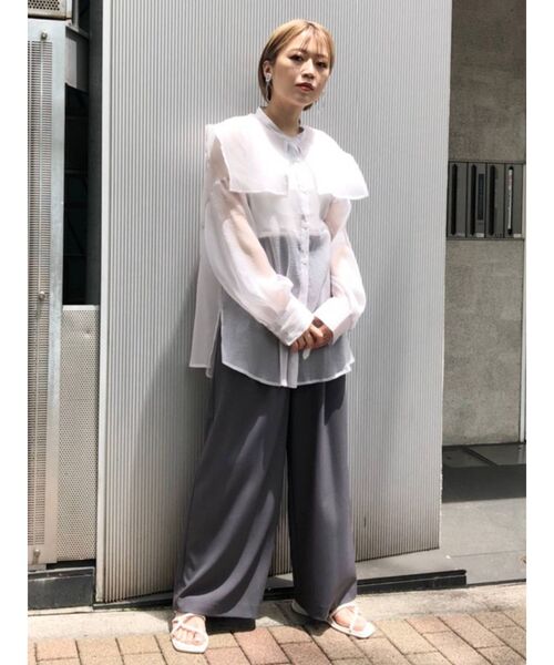 MURUA(ムルーア)の「セーラーシアーオーバーシャツ(シャツ/ブラウス・レディース・ホワイト/ブラック/ピンク/グリーン・FREE)」の9枚目の写真