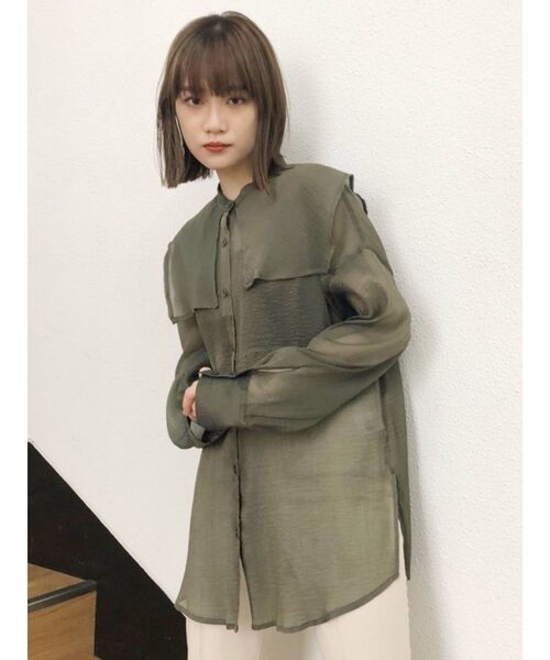 MURUA(ムルーア)の「セーラーシアーオーバーシャツ(シャツ/ブラウス・レディース・ホワイト/ブラック/ピンク/グリーン・FREE)」の11枚目の写真