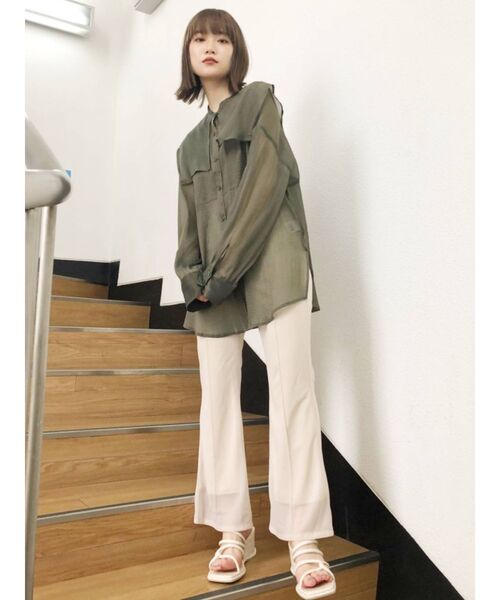 MURUA(ムルーア)の「セーラーシアーオーバーシャツ(シャツ/ブラウス・レディース・ホワイト/ブラック/ピンク/グリーン・FREE)」の12枚目の写真