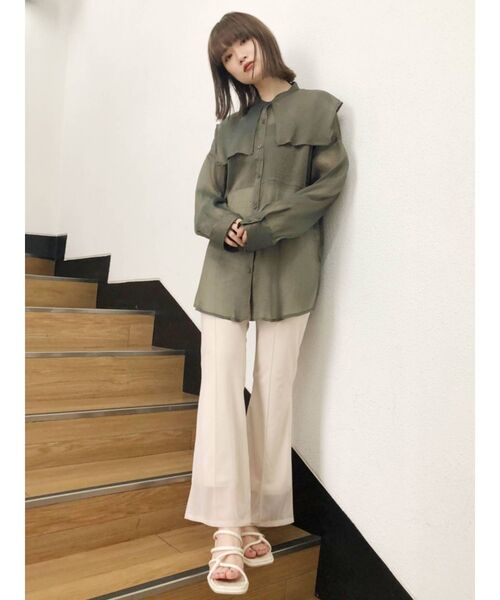 MURUA(ムルーア)の「セーラーシアーオーバーシャツ(シャツ/ブラウス・レディース・ホワイト/ブラック/ピンク/グリーン・FREE)」の13枚目の写真