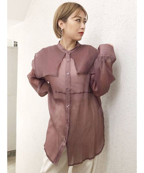 MURUA(ムルーア)の「セーラーシアーオーバーシャツ(シャツ/ブラウス・レディース・ホワイト/ブラック/ピンク/グリーン・FREE)」の14枚目の写真