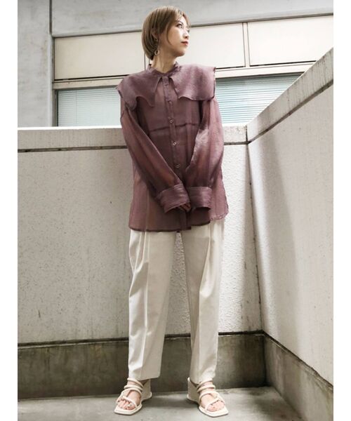 MURUA(ムルーア)の「セーラーシアーオーバーシャツ(シャツ/ブラウス・レディース・ホワイト/ブラック/ピンク/グリーン・FREE)」の15枚目の写真