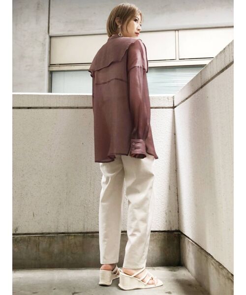 MURUA(ムルーア)の「セーラーシアーオーバーシャツ(シャツ/ブラウス・レディース・ホワイト/ブラック/ピンク/グリーン・FREE)」の16枚目の写真