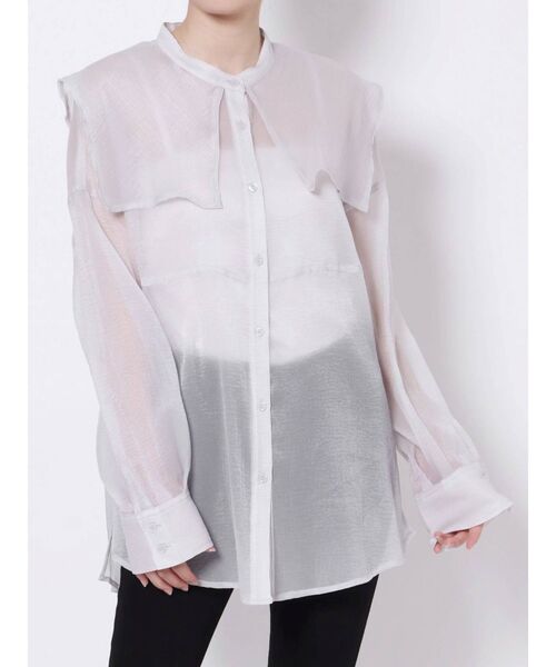 MURUA(ムルーア)の「セーラーシアーオーバーシャツ(シャツ/ブラウス・レディース・ホワイト/ブラック/ピンク/グリーン・FREE)」の17枚目の写真