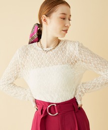 MADEMOISELLE ROPE' | ストレッチフラワーレースプルオーバー(Tシャツ/カットソー)