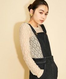 MADEMOISELLE ROPE' | ストレッチフラワーレースプルオーバー(Tシャツ/カットソー)