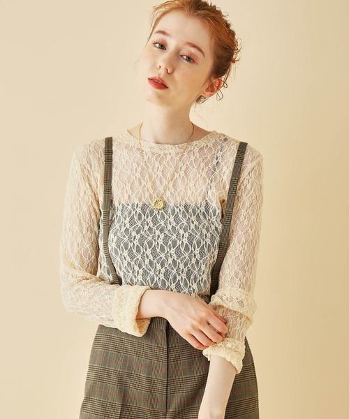 MADEMOISELLE ROPE'(マドモアゼル ロペ)の「<春まで使える>ストレッチフラワーレースプルオーバー(Tシャツ/カットソー・レディース・ホワイト/ブラック/オフホワイト/ブルー系その他6・38)」の5枚目の写真