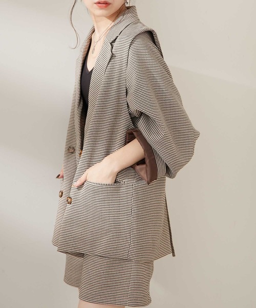 Chico（チコ）の「2way袖取り外しジャケット（テーラードジャケット・レディース・グレー/ベージュ/チェック・FREE）」の8枚目の写真