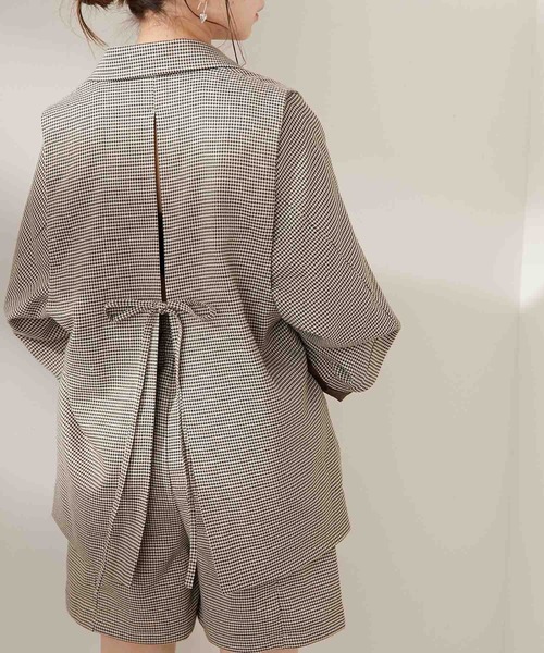 Chico（チコ）の「2way袖取り外しジャケット（テーラードジャケット・レディース・グレー/ベージュ/チェック・FREE）」の9枚目の写真
