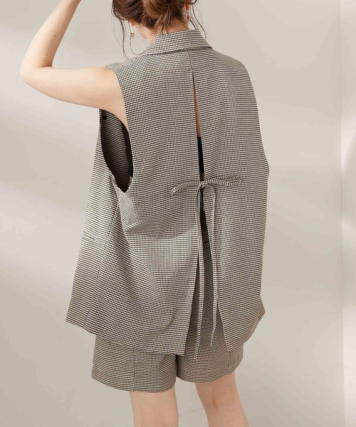 Chico（チコ）の「2way袖取り外しジャケット（テーラードジャケット・レディース・グレー/ベージュ/チェック・FREE）」の12枚目の写真