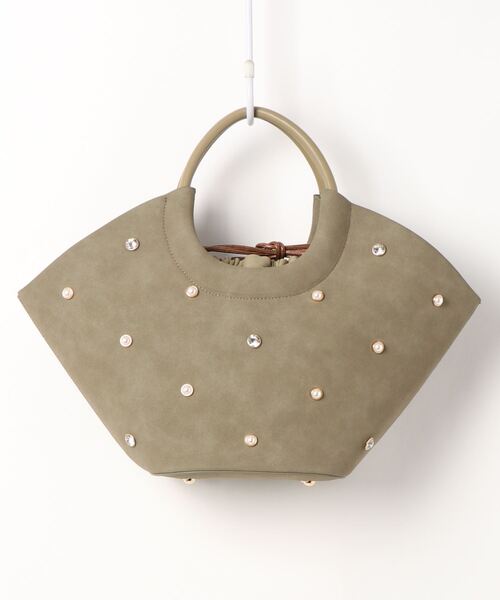 natural couture（ナチュラルクチュール）の「ビジュートートオーバルトートバッグ（トートバッグ・レディース・ベージュ/モスグリーン/ブラック・FREE）」の3枚目の写真