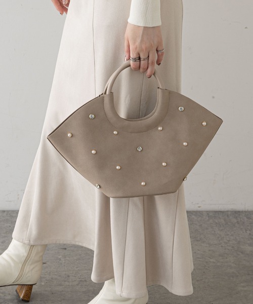 natural couture（ナチュラルクチュール）の「ビジュートートオーバルトートバッグ（トートバッグ・レディース・ベージュ/モスグリーン/ブラック・FREE）」の9枚目の写真