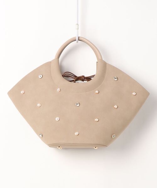 natural couture（ナチュラルクチュール）の「ビジュートートオーバルトートバッグ（トートバッグ・レディース・ベージュ/モスグリーン/ブラック・FREE）」の10枚目の写真