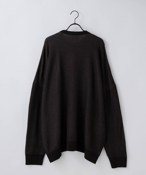 anown（アノン）の「クルーネック　配色ジャカード 編み セーター【インフルエンサー よん×anown 限定コラボ】（ニット/セーター・メンズ・ホワイト/ブラック/ライトグリーン・S/M/L）」の9枚目の写真