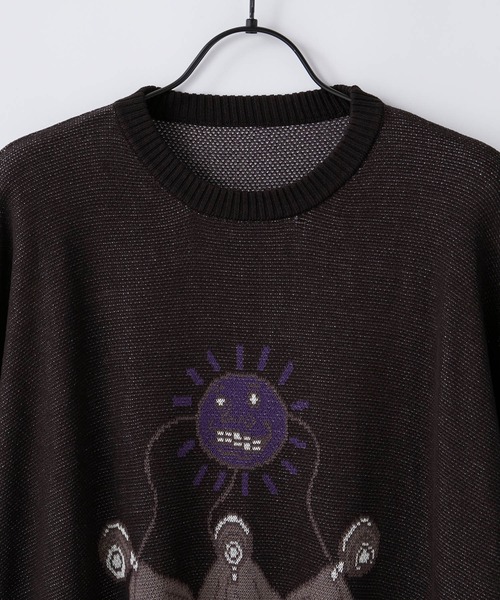 anown（アノン）の「クルーネック　配色ジャカード 編み セーター【インフルエンサー よん×anown 限定コラボ】（ニット/セーター・メンズ・ホワイト/ブラック/ライトグリーン・S/M/L）」の10枚目の写真