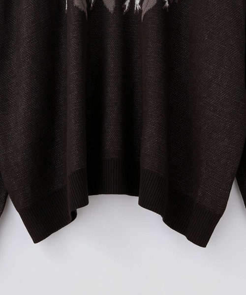 anown（アノン）の「クルーネック　配色ジャカード 編み セーター【インフルエンサー よん×anown 限定コラボ】（ニット/セーター・メンズ・ホワイト/ブラック/ライトグリーン・S/M/L）」の12枚目の写真