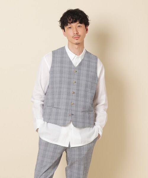 40ct&525(フォーティーカラッツアンドゴーニーゴ)の「ストレッチサッカーベスト(スーツベスト・メンズ・ネイビー系1/ワイン系3/グレー系その他/ベージュ・02/03/04)」の3枚目の写真