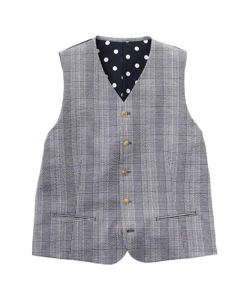 40ct&525(フォーティーカラッツアンドゴーニーゴ)の「ストレッチサッカーベスト(スーツベスト・メンズ・ネイビー系1/ワイン系3/グレー系その他/ベージュ・02/03/04)」の5枚目の写真