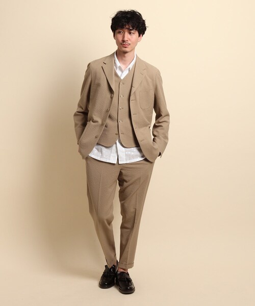 40ct&525(フォーティーカラッツアンドゴーニーゴ)の「ストレッチサッカーベスト(スーツベスト・メンズ・ネイビー系1/ワイン系3/グレー系その他/ベージュ・02/03/04)」の7枚目の写真