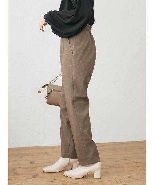 Green　Parks（グリーンパークス）の「・ELENCARE DUE チェックテーパードパンツ＊（その他パンツ・レディース・ブラウン・FREE）」の5枚目の写真