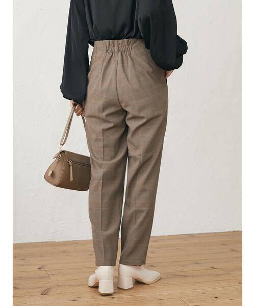 Green　Parks（グリーンパークス）の「・ELENCARE DUE チェックテーパードパンツ＊（その他パンツ・レディース・ブラウン・FREE）」の6枚目の写真