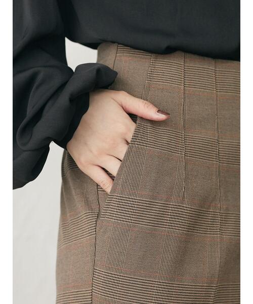 Green　Parks（グリーンパークス）の「・ELENCARE DUE チェックテーパードパンツ＊（その他パンツ・レディース・ブラウン・FREE）」の8枚目の写真