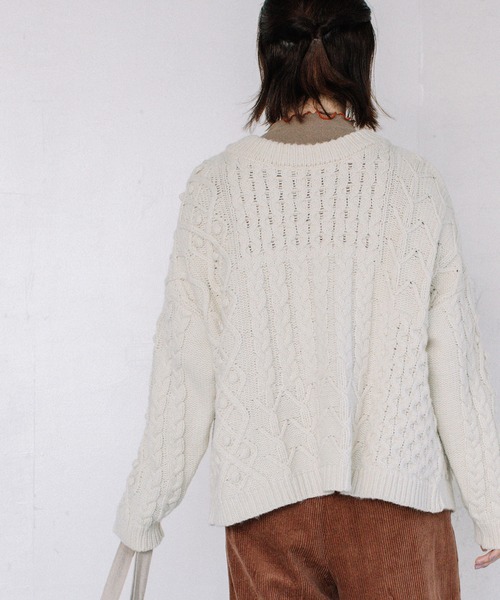 POU DOU DOU（プードゥドゥ）の「2wayパッチワークニット（ニット/セーター・レディース・ブラウン/ブルー/アイボリー・3）」の6枚目の写真