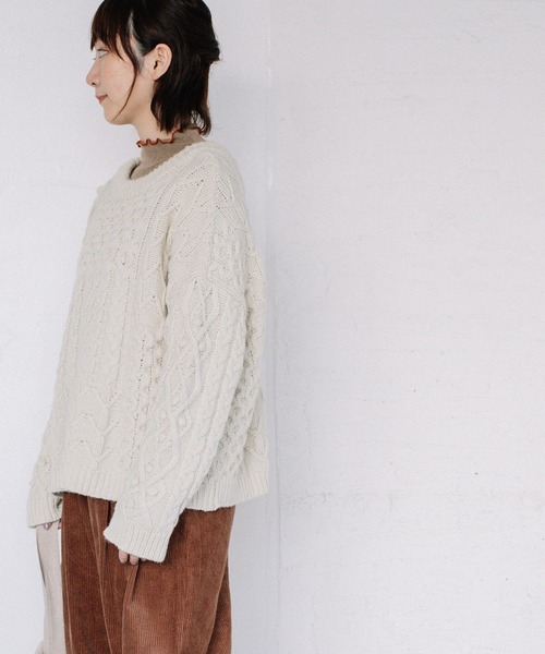 POU DOU DOU（プードゥドゥ）の「2wayパッチワークニット（ニット/セーター・レディース・ブラウン/ブルー/アイボリー・3）」の7枚目の写真