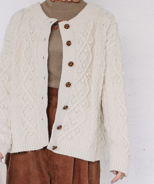 POU DOU DOU（プードゥドゥ）の「2wayパッチワークニット（ニット/セーター・レディース・ブラウン/ブルー/アイボリー・3）」の8枚目の写真