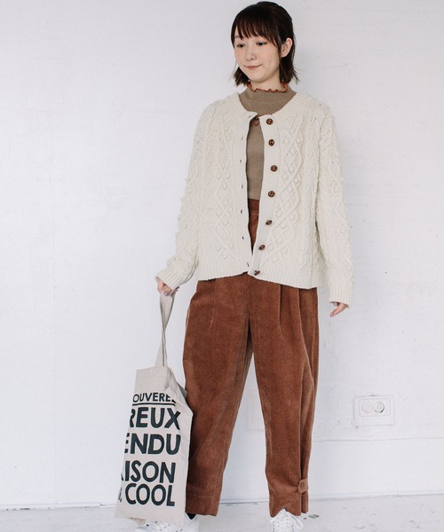 POU DOU DOU（プードゥドゥ）の「2wayパッチワークニット（ニット/セーター・レディース・ブラウン/ブルー/アイボリー・3）」の9枚目の写真