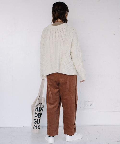 POU DOU DOU（プードゥドゥ）の「2wayパッチワークニット（ニット/セーター・レディース・ブラウン/ブルー/アイボリー・3）」の10枚目の写真