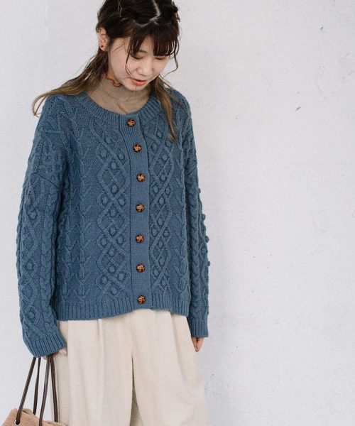 POU DOU DOU（プードゥドゥ）の「2wayパッチワークニット（ニット/セーター・レディース・ブラウン/ブルー/アイボリー・3）」の11枚目の写真