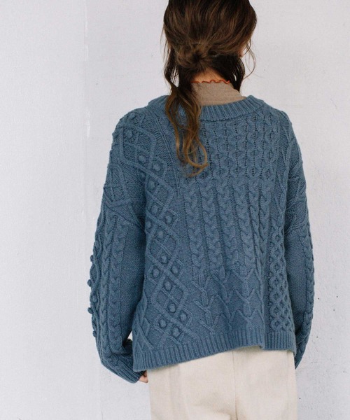 POU DOU DOU（プードゥドゥ）の「2wayパッチワークニット（ニット/セーター・レディース・ブラウン/ブルー/アイボリー・3）」の12枚目の写真