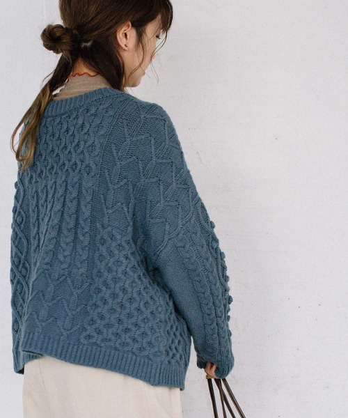 POU DOU DOU（プードゥドゥ）の「2wayパッチワークニット（ニット/セーター・レディース・ブラウン/ブルー/アイボリー・3）」の13枚目の写真