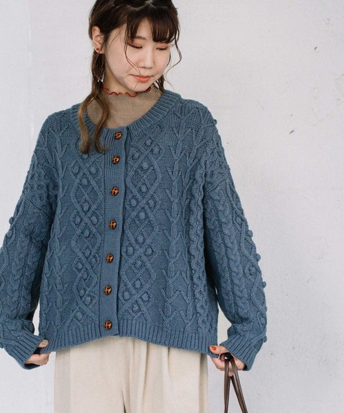 POU DOU DOU（プードゥドゥ）の「2wayパッチワークニット（ニット/セーター・レディース・ブラウン/ブルー/アイボリー・3）」の15枚目の写真