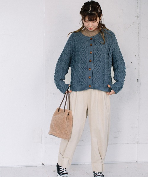 POU DOU DOU（プードゥドゥ）の「2wayパッチワークニット（ニット/セーター・レディース・ブラウン/ブルー/アイボリー・3）」の16枚目の写真