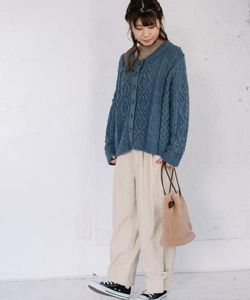 POU DOU DOU（プードゥドゥ）の「2wayパッチワークニット（ニット/セーター・レディース・ブラウン/ブルー/アイボリー・3）」の17枚目の写真