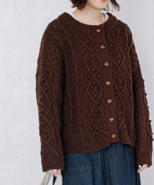 POU DOU DOU（プードゥドゥ）の「2wayパッチワークニット（ニット/セーター・レディース・ブラウン/ブルー/アイボリー・3）」の18枚目の写真