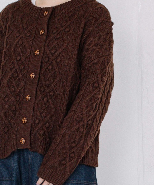 POU DOU DOU（プードゥドゥ）の「2wayパッチワークニット（ニット/セーター・レディース・ブラウン/ブルー/アイボリー・3）」の21枚目の写真