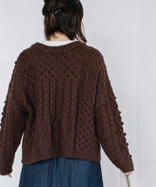 POU DOU DOU（プードゥドゥ）の「2wayパッチワークニット（ニット/セーター・レディース・ブラウン/ブルー/アイボリー・3）」の22枚目の写真