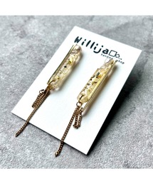 【Willija】金属アレルギー対応《葉結》水晶と淡水パール、紫陽花のピアス(MA)