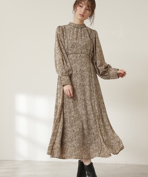 N.（N. Natural Beauty Basic）（エヌエヌナチュラルビューティーベーシック）の「◆コードパイピングプリントワンピース（ワンピース・レディース・ブラウン/カーキ/ブラック・MEDIUM）」の3枚目の写真