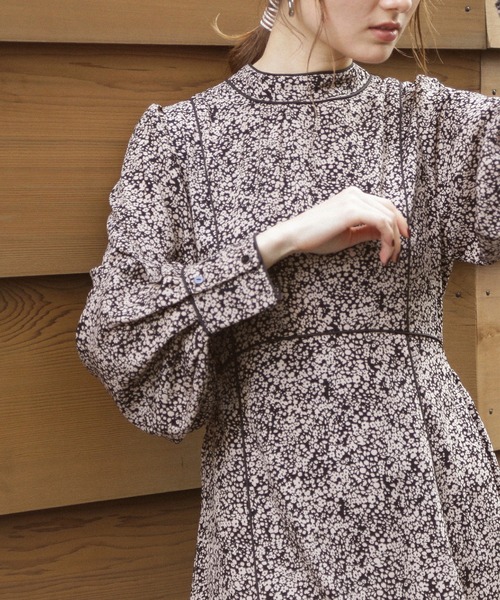 N.（N. Natural Beauty Basic）（エヌエヌナチュラルビューティーベーシック）の「◆コードパイピングプリントワンピース（ワンピース・レディース・ブラウン/カーキ/ブラック・MEDIUM）」の16枚目の写真