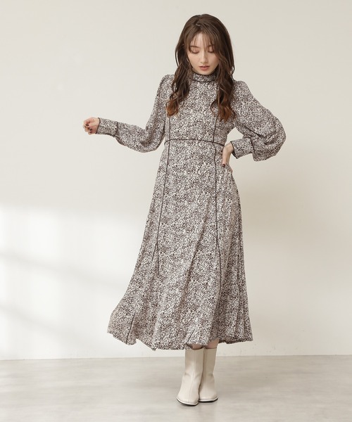 N.（N. Natural Beauty Basic）（エヌエヌナチュラルビューティーベーシック）の「◆コードパイピングプリントワンピース（ワンピース・レディース・ブラウン/カーキ/ブラック・MEDIUM）」の15枚目の写真