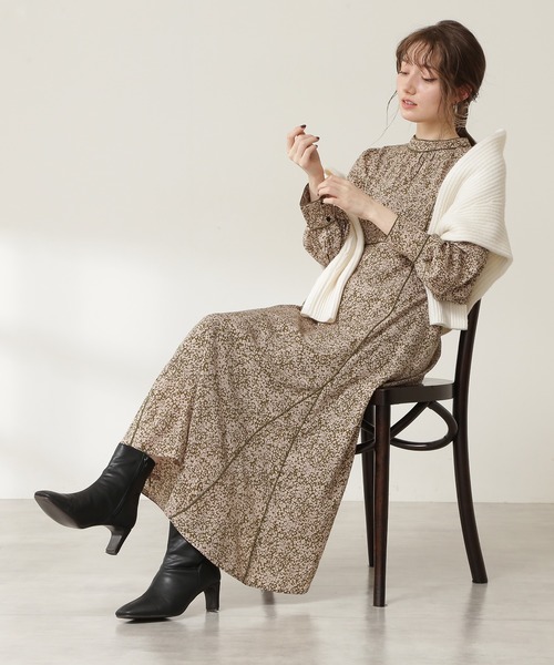 N.（N. Natural Beauty Basic）（エヌエヌナチュラルビューティーベーシック）の「◆コードパイピングプリントワンピース（ワンピース・レディース・ブラウン/カーキ/ブラック・MEDIUM）」の14枚目の写真