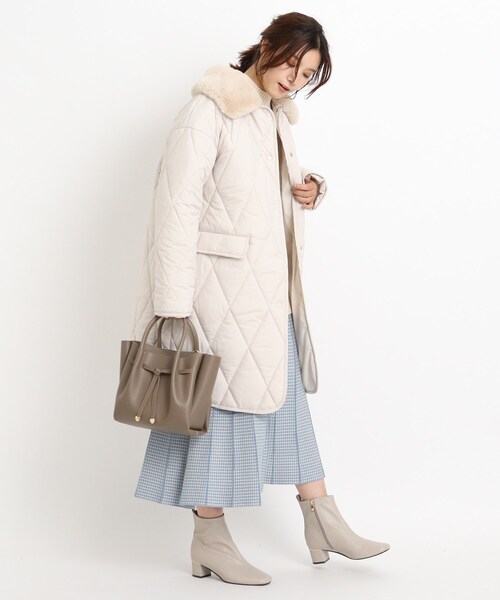grove（グローブ）の「◇【S-LL】取り外しファー襟付きキルトコート  