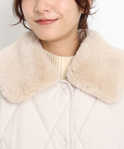 grove（グローブ）の「◇【S-LL】取り外しファー襟付きキルトコート  