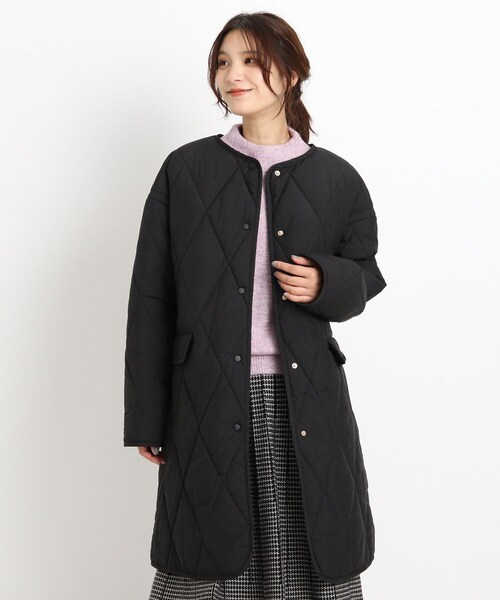 grove（グローブ）の「◇【S-LL】取り外しファー襟付きキルトコート  