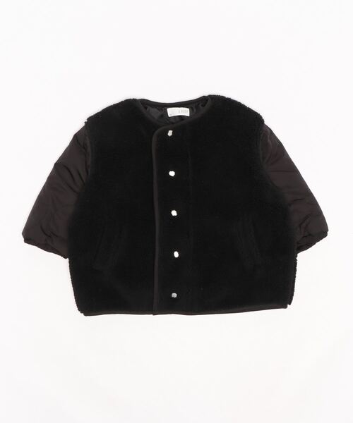 b・ROOM(ビールーム)の「ノーカラー異素材使いジャケット(ノーカラージャケット・キッズ・ブラック/アイボリー/キャメル・100cm/120cm/130cm/90cm/110cm)」の7枚目の写真