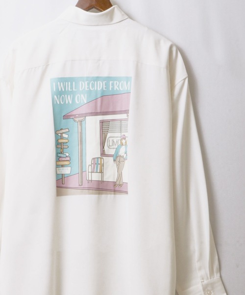 Limited Line Naive Magic(リミテッドラインナイーブマジック)の「とろみ バックイラスト ビッグルーズシャツ(シャツ/ブラウス・メンズ・ホワイト/ベージュ/ブルー/マルチ・M/L)」の2枚目の写真